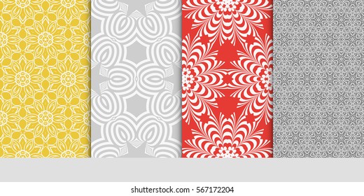 set of Vector seamless pattern. Geometric ornament with abstract flower. for design, wallpaper, invitation.