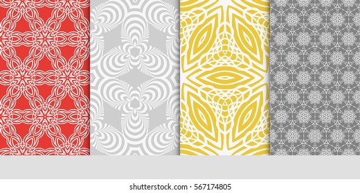 set of Vector seamless pattern. Geometric ornament with abstract flower. for design, wallpaper, invitation.