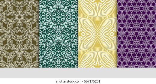 set of Vector seamless pattern. Geometric ornament with abstract flower. for design, wallpaper, invitation.