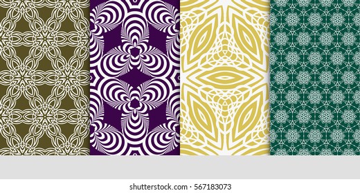set of Vector seamless pattern. Geometric ornament with abstract flower. for design, wallpaper, invitation.
