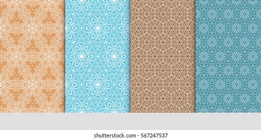 set of Vector seamless pattern. Geometric ornament with abstract flower. for design, wallpaper, invitation. set of Vector seamless pattern. Geometric ornament with abstract flower. for design, wallpaper, invitation.
