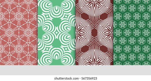 set of Vector seamless pattern. Geometric ornament with abstract flower. for design, wallpaper, invitation.