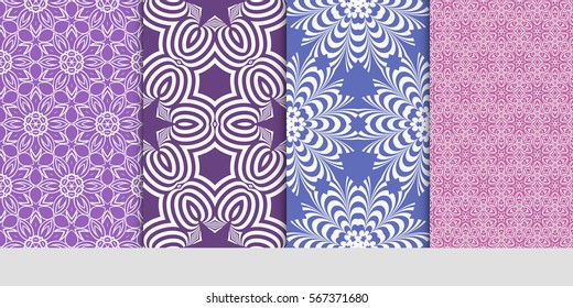 set of Vector seamless pattern. Geometric ornament with abstract flower. for design, wallpaper, invitation.
