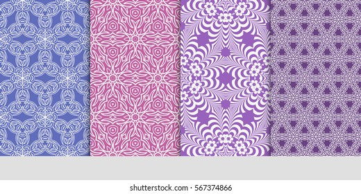 set of Vector seamless pattern. Geometric ornament with abstract flower. for design, wallpaper, invitation.