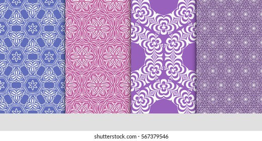 set of Vector seamless pattern. Geometric ornament with abstract flower. for design, wallpaper, invitation.