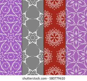 set of Vector seamless pattern. Geometric, floral ornament. for design, wallpaper, invitation.