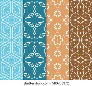 set of Vector seamless pattern. Geometric, floral ornament. for design, wallpaper, invitation.