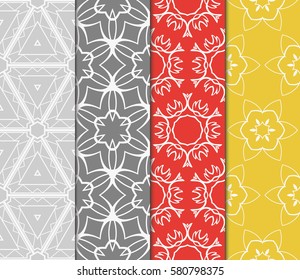 set of Vector seamless pattern. Geometric, floral ornament. for design, wallpaper, invitation.