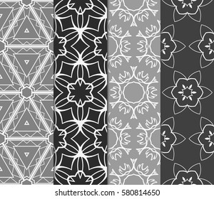 set of Vector seamless pattern. Geometric, floral ornament. for design, wallpaper, invitation.