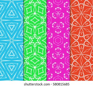 set of Vector seamless pattern. Geometric, floral ornament. for design, wallpaper, invitation.