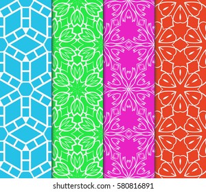 set of Vector seamless pattern. Geometric, floral ornament. for design, wallpaper, invitation.