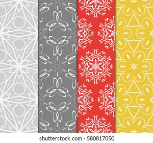 set of Vector seamless pattern. Geometric, floral ornament. for design, wallpaper, invitation.