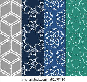 set of Vector seamless pattern. Geometric, floral ornament. for design, wallpaper, invitation.