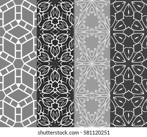set of Vector seamless pattern. Geometric, floral ornament. for design, wallpaper, invitation.