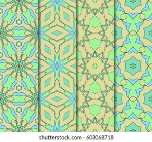 set of Vector seamless pattern. Geometric ornament with abstract flower. for design, wallpaper, invitation.