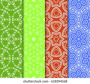 set of Vector seamless pattern with geometric floral style background. for printing on fabric, paper for scrapbooking, wallpaper, cover, page book.