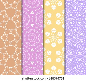 set of Vector seamless pattern with geometric floral style background. for printing on fabric, paper for scrapbooking, wallpaper, cover, page book.