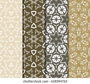 set of Vector seamless pattern with geometric floral style background. for printing on fabric, paper for scrapbooking, wallpaper, cover, page book.