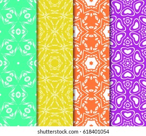 set of Vector seamless pattern with geometric floral style background. for printing on fabric, paper for scrapbooking, wallpaper, cover, page book.