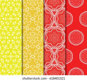set of Vector seamless pattern with geometric floral style background. for printing on fabric, paper for scrapbooking, wallpaper, cover, page book.