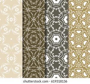 set of Vector seamless pattern with geometric floral style background. for printing on fabric, paper for scrapbooking, wallpaper, cover, page book.