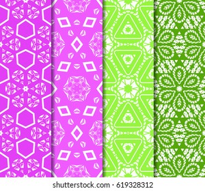 set of Vector seamless pattern with geometric floral style background. for printing on fabric, paper for scrapbooking, wallpaper, cover, page book.