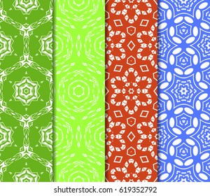 set of Vector seamless pattern with geometric floral style background. for printing on fabric, paper for scrapbooking, wallpaper, cover, page book.