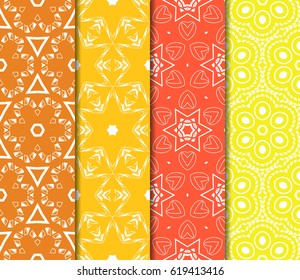 set of Vector seamless pattern with geometric floral style background. for printing on fabric, paper for scrapbooking, wallpaper, cover, page book.