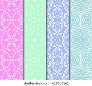 set of Vector seamless pattern with geometric floral style background. for printing on fabric, paper for scrapbooking, wallpaper, cover, page book.