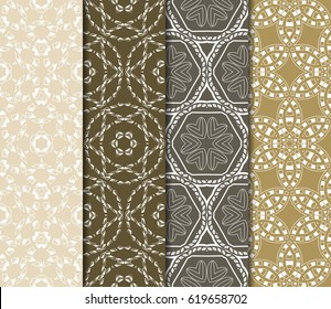 set of Vector seamless pattern with geometric floral style background. for printing on fabric, paper for scrapbooking, wallpaper, cover, page book.