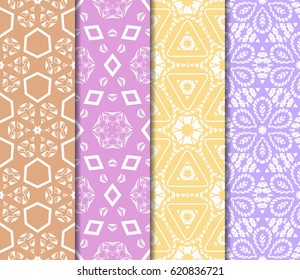 set of Vector seamless pattern with geometric floral style background. for printing on fabric, paper for scrapbooking, wallpaper, cover, page book.