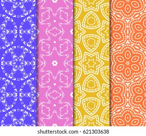 set of Vector seamless pattern with geometric floral style background. for printing on fabric, paper for scrapbooking, wallpaper, cover, page book.