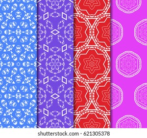 set of Vector seamless pattern with geometric floral style background. for printing on fabric, paper for scrapbooking, wallpaper, cover, page book.