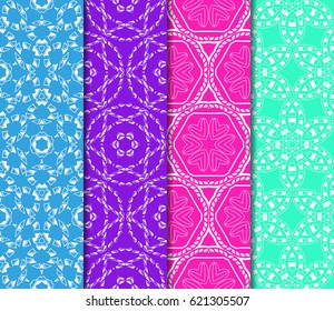 set of Vector seamless pattern with geometric floral style background. for printing on fabric, paper for scrapbooking, wallpaper, cover, page book.