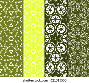 set of Vector seamless pattern with geometric floral style background. for printing on fabric, paper for scrapbooking, wallpaper, cover, page book.