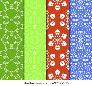 set of Vector seamless pattern with geometric floral style background. for printing on fabric, paper for scrapbooking, wallpaper, cover, page book.