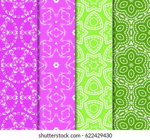 set of Vector seamless pattern with geometric floral style background. for printing on fabric, paper for scrapbooking, wallpaper, cover, page book.