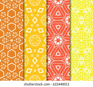 set of Vector seamless pattern with geometric floral style background. for printing on fabric, paper for scrapbooking, wallpaper, cover, page book.