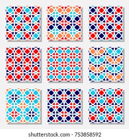 Set of vector seamless pattern with geometrical ornament.  Abstract patchwork design. Traditional Moroccan style