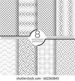 Set of vector seamless pattern. Infinitely repeating stylish elegant textures consisting of small rhombuses which form contemporary textured ornaments. Modern geometrical ornamental backgrounds