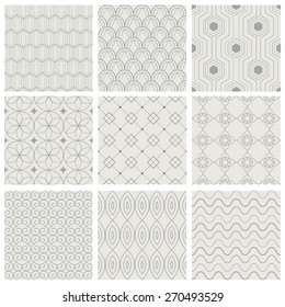 Set of vector seamless pattern. Simple geometric backgrounds. Modern texture.