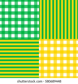 Set Vector seamless pattern. St.Patrick 's Day. Checkered and striped background.