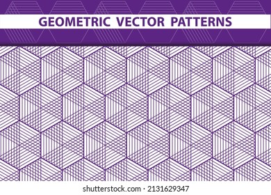 Set of vector seamless pattern texture geometric shapes. Abstract ARCHITECTURAL style coloring background in violet color. Mosaic Texture Decorative Print