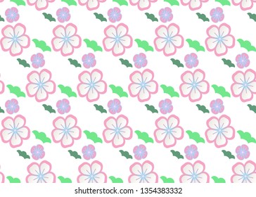 Set of Vector seamless pattern. Traditional Japanese Embroidery Ornament with Japanese floral texture pastel colors for print of your design, paper style 