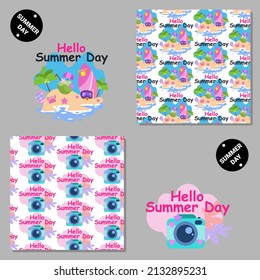 Set of vector seamless patterns with animals. Hand drawn illustration of and. Print on T-shirts, bags and and other fashion products. Design children's clothing and accessories