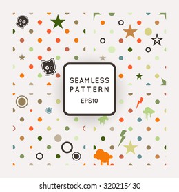 Set of vector seamless patterns with bones, skulls and stars. Emo-style.