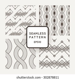Set of vector seamless patterns with braids, ropes, bounds
