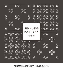 Set of vector seamless patterns with crossed and braided cords. Tying. Macrame.