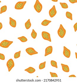 Set of vector seamless patterns with fruits, papaya. Trendy hand drawn textures. Modern abstract design for paper, cover, fabric, interior decor and more.