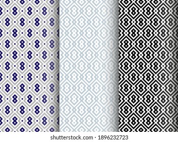 Set of vector seamless patterns with geometric pattern, drawn repeating background. Artistic vector background.